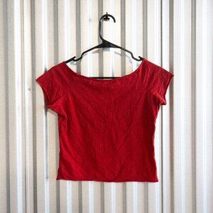 Brandy Melville red off shoulder crop top (O/S)